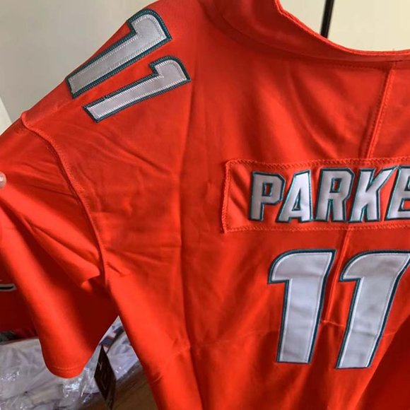 Miami Dolphins #1 Devante Parker Red Rush Legends Jersey - Picture 10 of 10